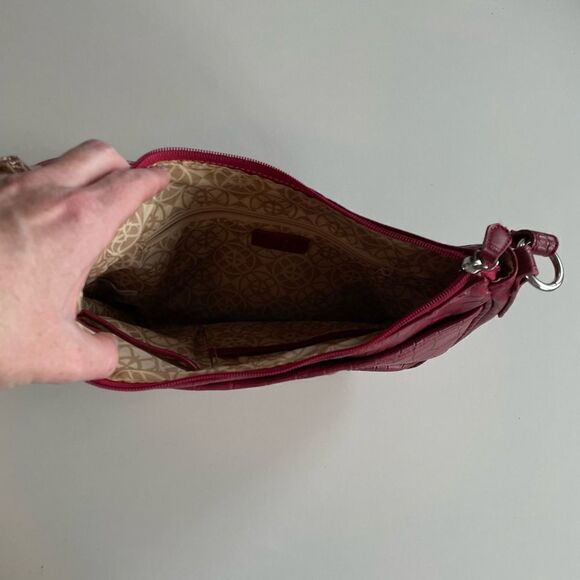 Pre-Owed Nicole by Nicole Miller Womens Red Alligator Print Hobo Purse - Picture 4 of 7